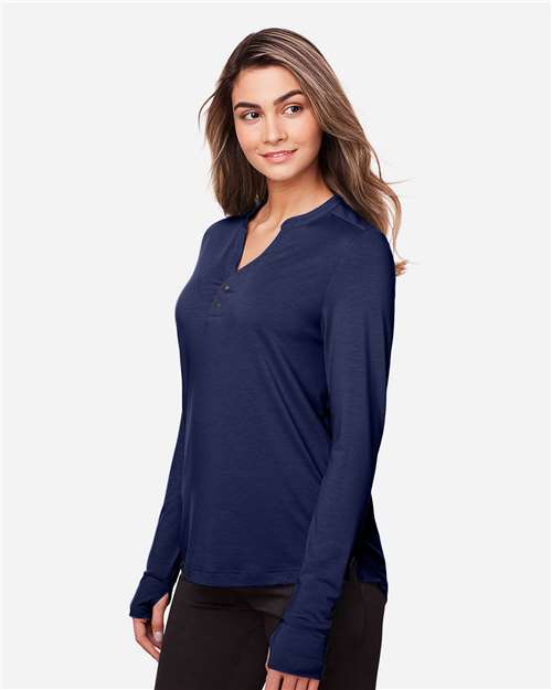 North End Women's JAQ Stretch Performance V-Neck Snap Pullover NE400W