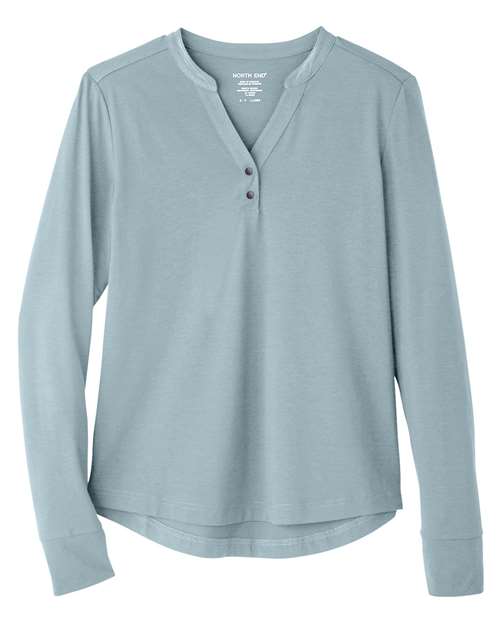 North End Women's JAQ Stretch Performance V-Neck Snap Pullover NE400W