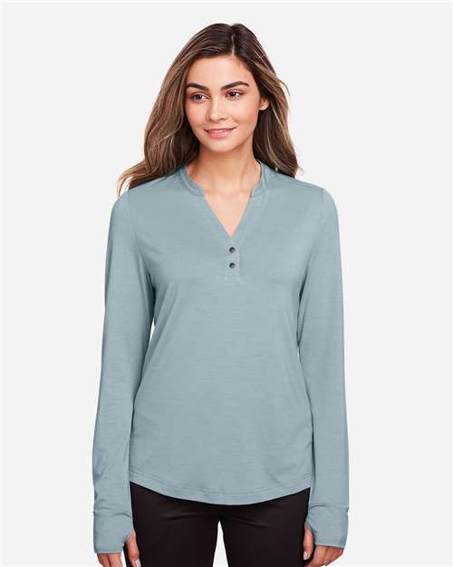 North End Women's JAQ Stretch Performance V-Neck Snap Pullover NE400W