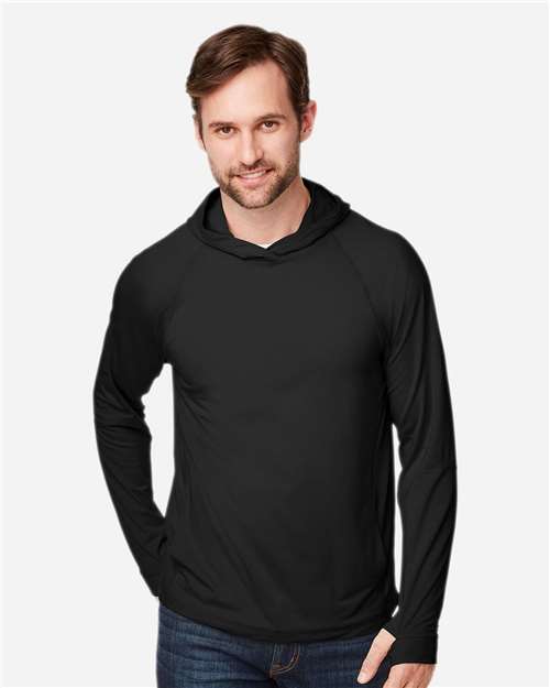 North End Unisex JAQ Stretch Performance Hooded Long Sleeve T-Shirt NE105