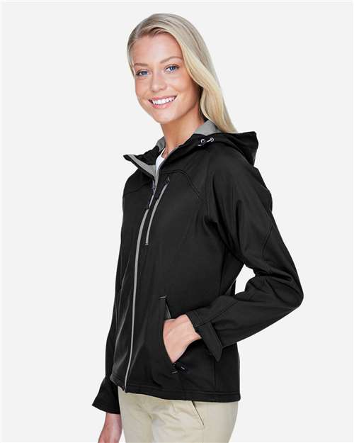 North End Women's Prospect Two-Layer Fleece Bonded Soft Shell Hooded Jacket 78166