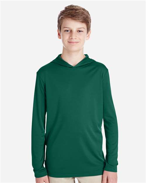 Team 365 Youth Zone Performance Hooded Long Sleeve T-Shirt TT41Y