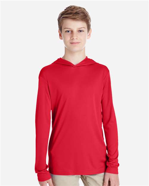 Team 365 Youth Zone Performance Hooded Long Sleeve T-Shirt TT41Y