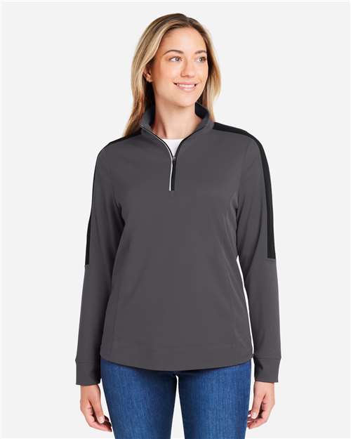 CORE365 Women's Market Snag Protect Mesh Colorblock Quarter-Zip Pullover CE404W