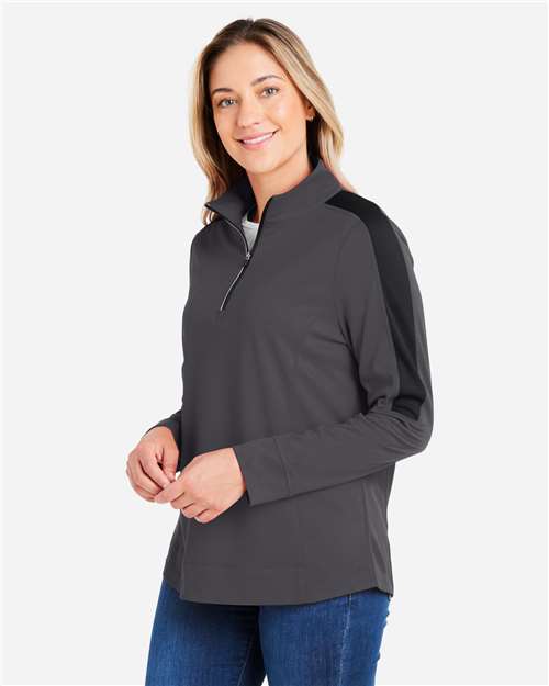 CORE365 Women's Market Snag Protect Mesh Colorblock Quarter-Zip Pullover CE404W