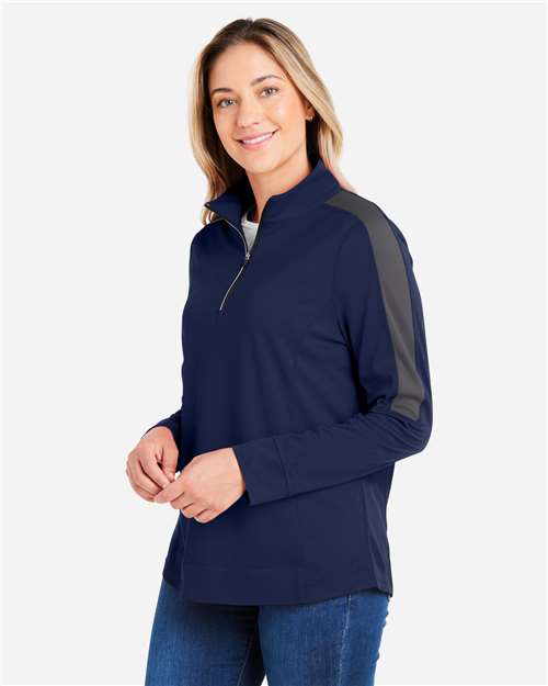 CORE365 Women's Market Snag Protect Mesh Colorblock Quarter-Zip Pullover CE404W