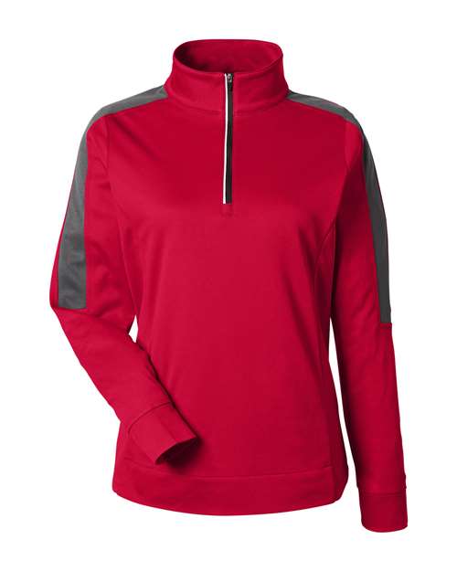 CORE365 Women's Market Snag Protect Mesh Colorblock Quarter-Zip Pullover CE404W