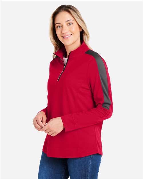 CORE365 Women's Market Snag Protect Mesh Colorblock Quarter-Zip Pullover CE404W