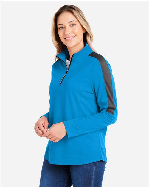 CORE365 Women's Market Snag Protect Mesh Colorblock Quarter-Zip Pullover CE404W