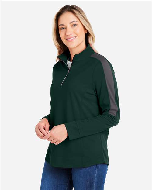CORE365 Women's Market Snag Protect Mesh Colorblock Quarter-Zip Pullover CE404W