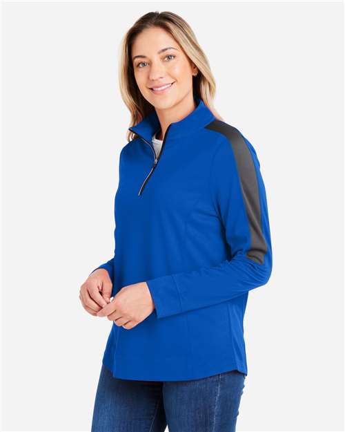 CORE365 Women's Market Snag Protect Mesh Colorblock Quarter-Zip Pullover CE404W