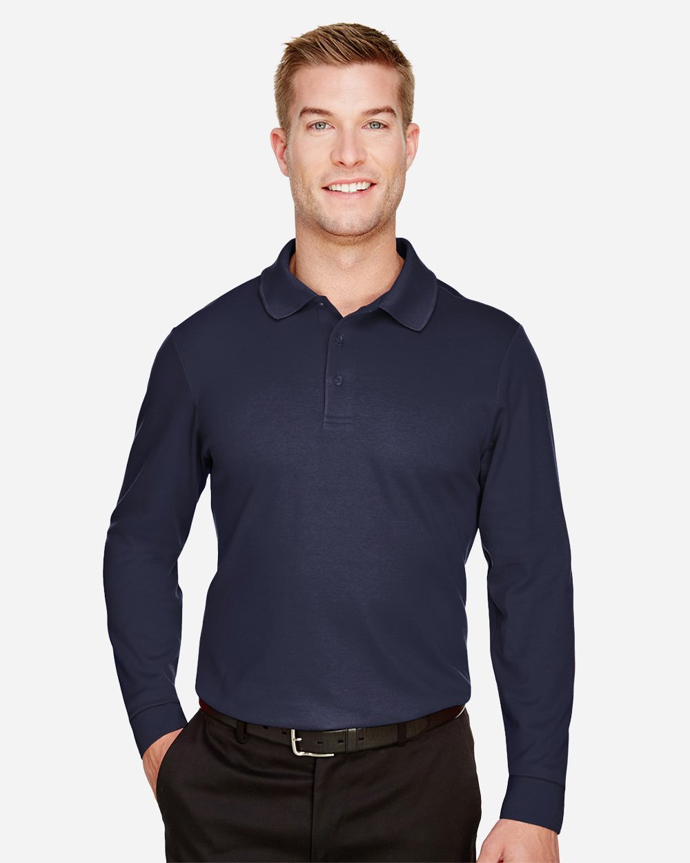 Devon & Jones Men's CrownLux Performance® Plaited Long Sleeve Polo DG20L