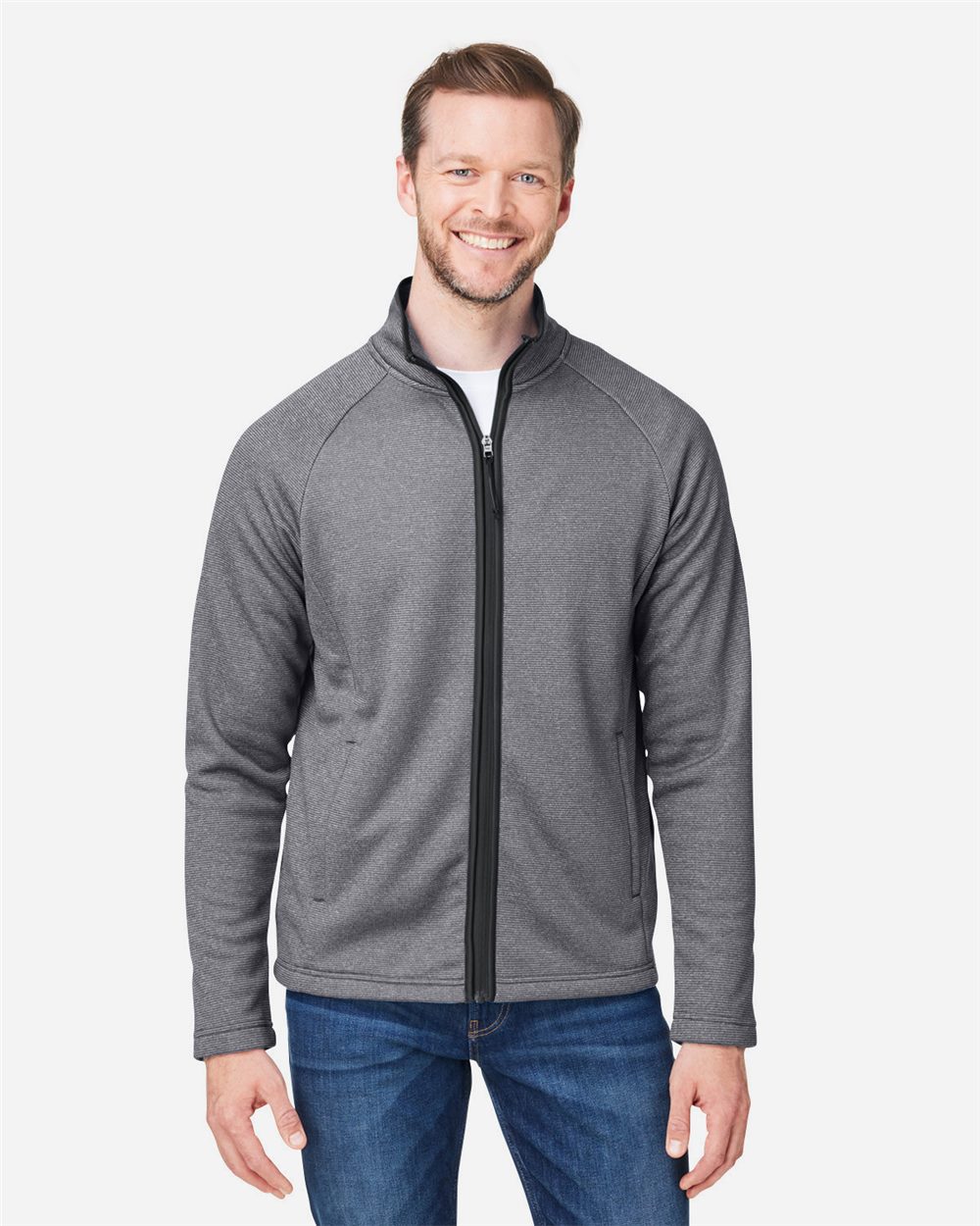 CORE365 Men's Venture Heathered Stripe Full-Zip Jacket CE72