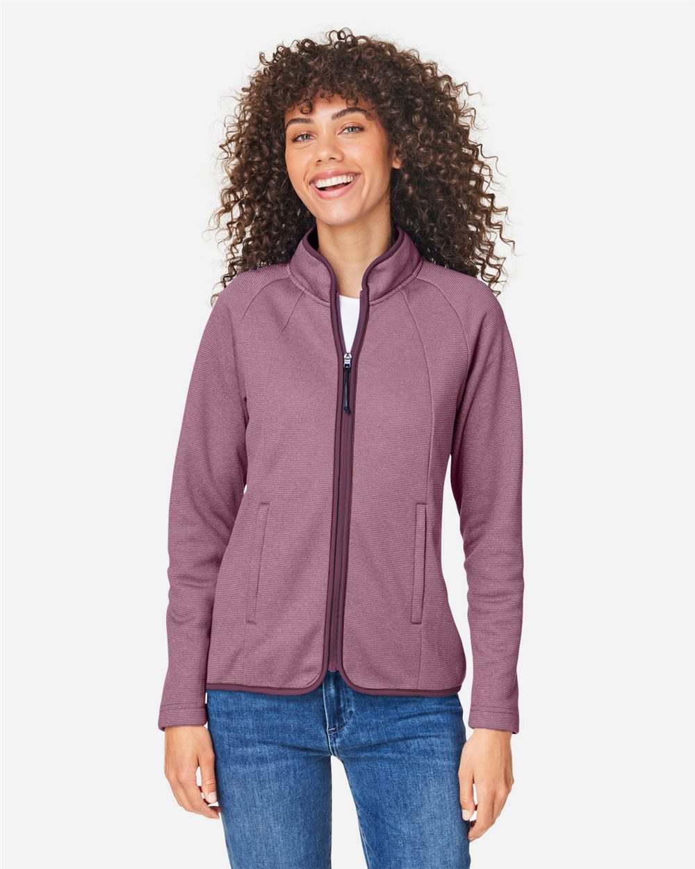 CORE365 Women's Venture Heathered Stripe Full-Zip Jacket CE72W