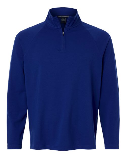 Devon & Jones Men's Seaton Pebble Textured Quarter-Zip Pullover DG402