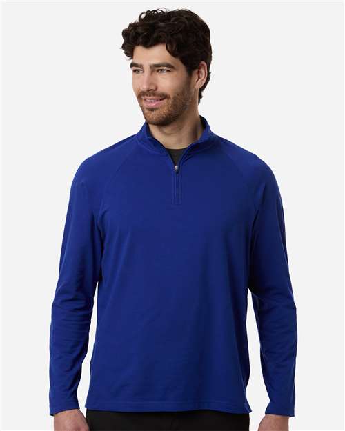 Devon & Jones Men's Seaton Pebble Textured Quarter-Zip Pullover DG402