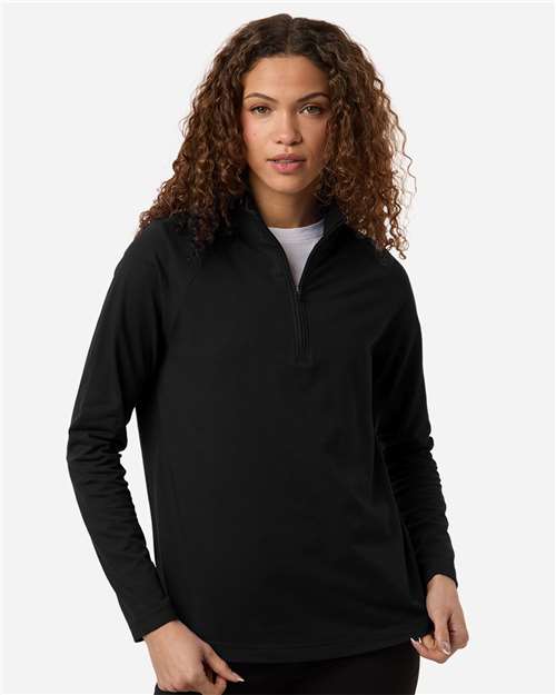 Devon & Jones Women's Seaton Pebble Textured Quarter-Zip Pullover DG402W