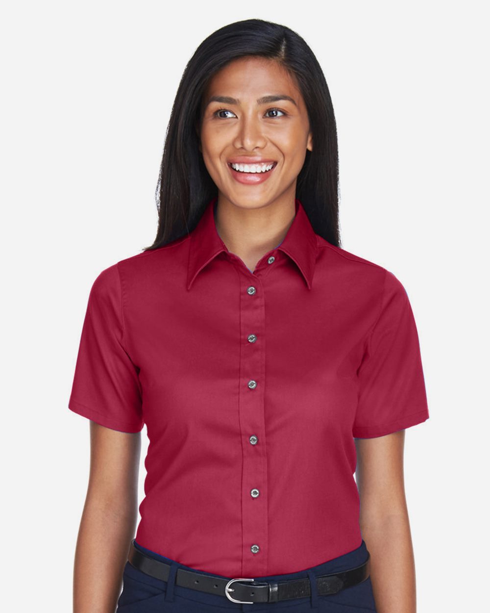 Harriton Women's Easy Blend™ Short Sleeve Twill Dress Shirt with Stain-Release M500SW