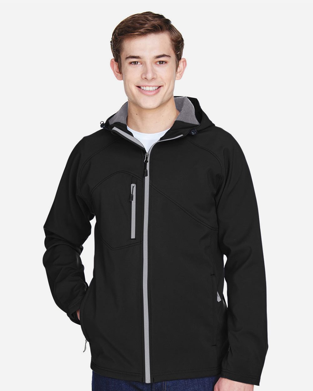 North End Men's Prospect Two-Layer Fleece Bonded Soft Shell Hooded Jacket 88166