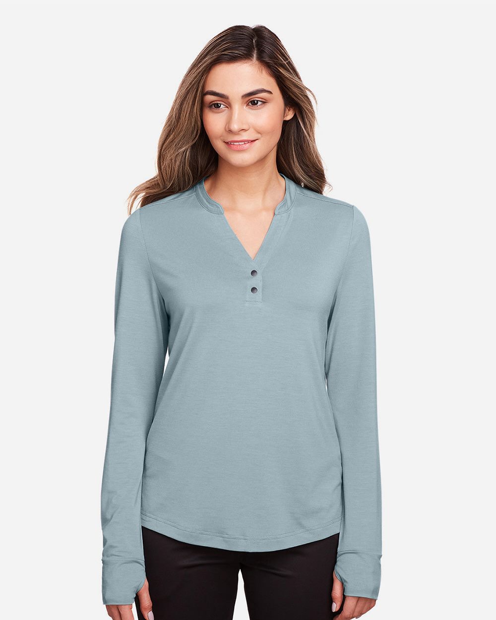 North End Women's JAQ Stretch Performance V-Neck Snap Pullover NE400W