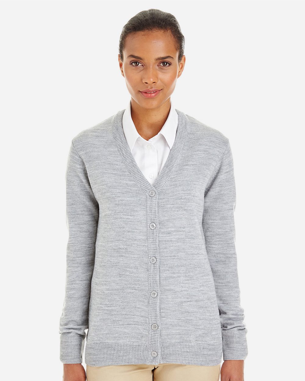 Harriton Women's Pilbloc V-Neck Button Cardigan Sweater M425W