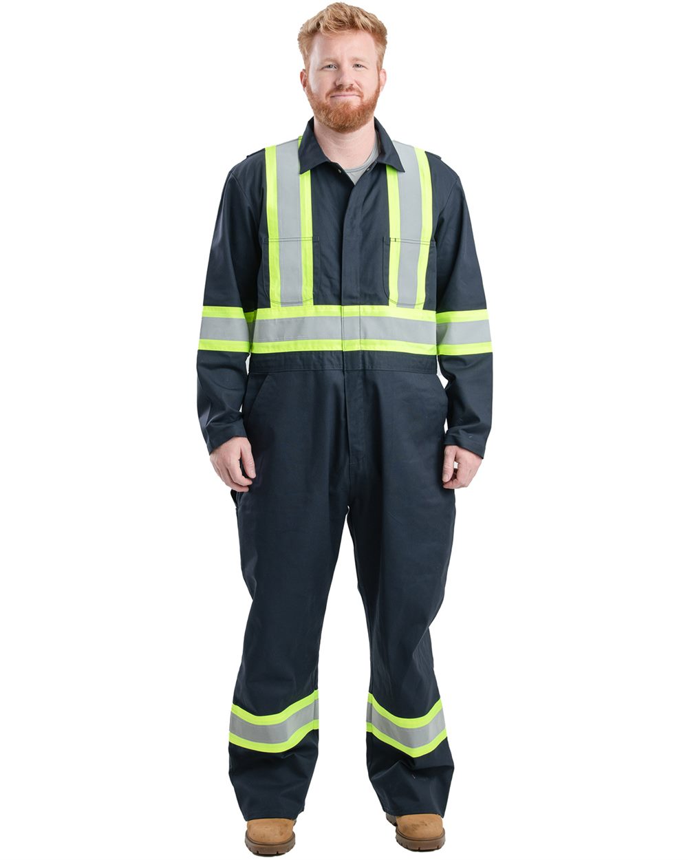 Berne Apparel Safety Striped Gasket Unlined Coverall HVC252