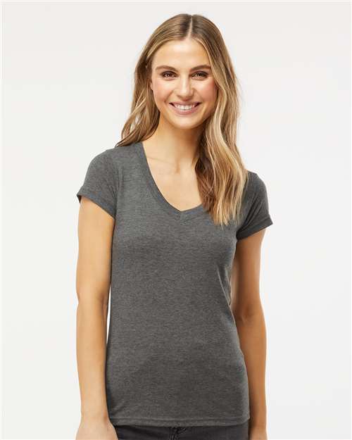 M&O Women's Deluxe Blend V-Neck T-Shirt 3542