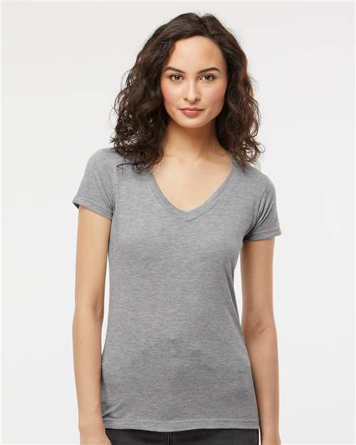 M&O Women's Deluxe Blend V-Neck T-Shirt 3542