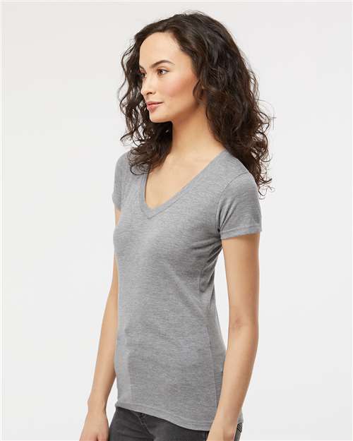 M&O Women's Deluxe Blend V-Neck T-Shirt 3542