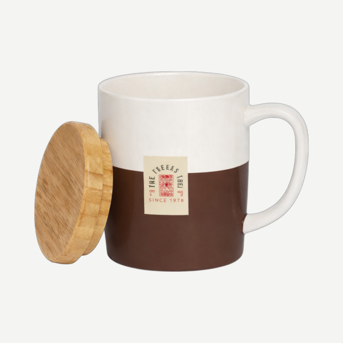 Chic Mug With Bamboo Lid - White/Brown | Limitless Toronto