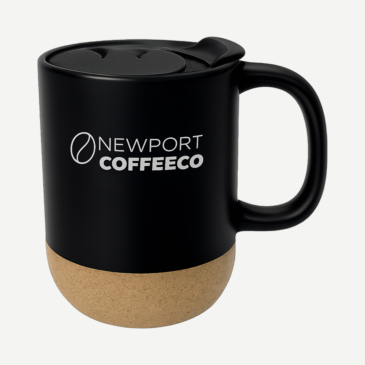 Cork Bottom Ceramic Mug With Lid - Black | Limitless Toronto