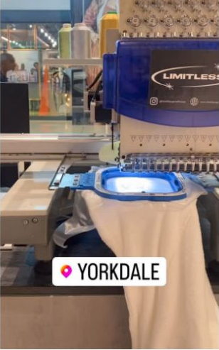 Embroidery equipment at an in-store monogramming event