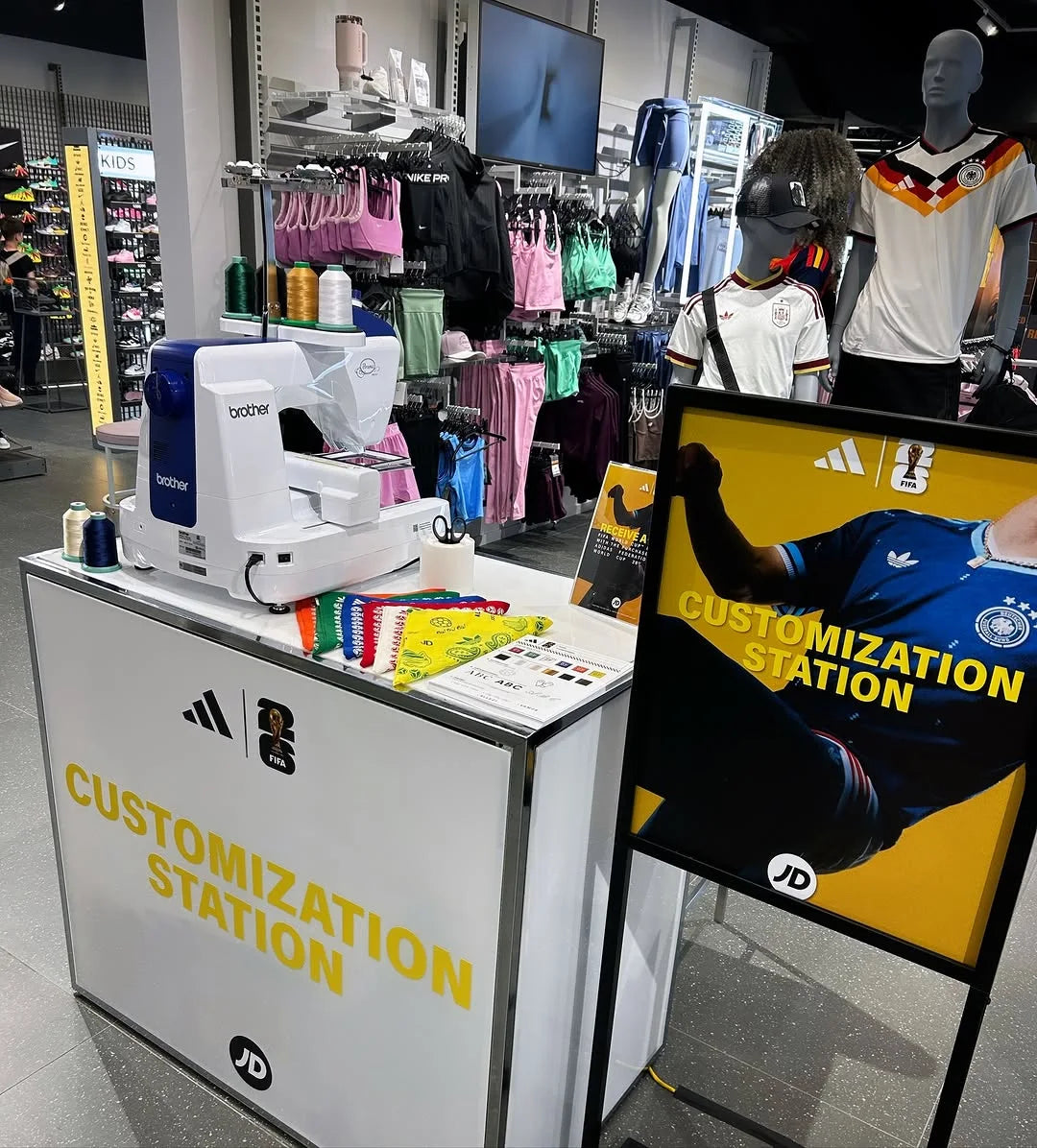 The customization station at JD Sports