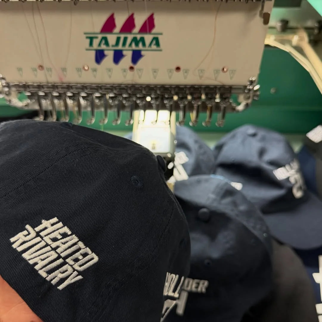 Caps on the multi-needle embroidery machine