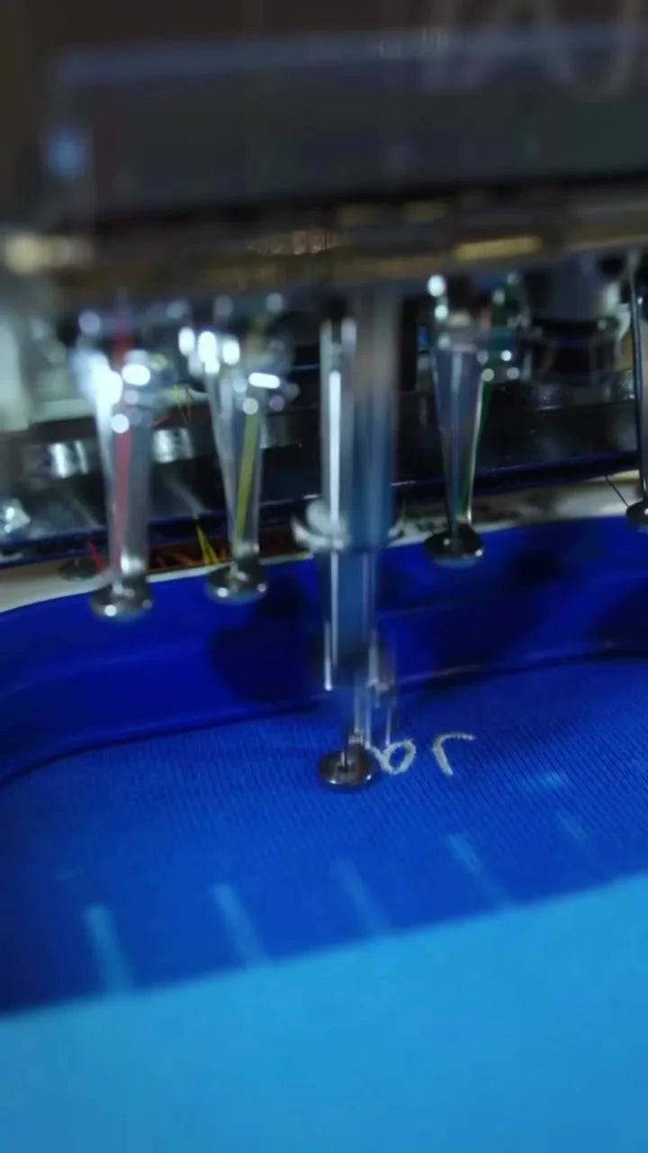 Embroidery machine running in the Stitch Studio