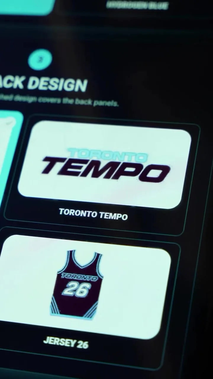 Kiosk screen showing a Tempo ball design