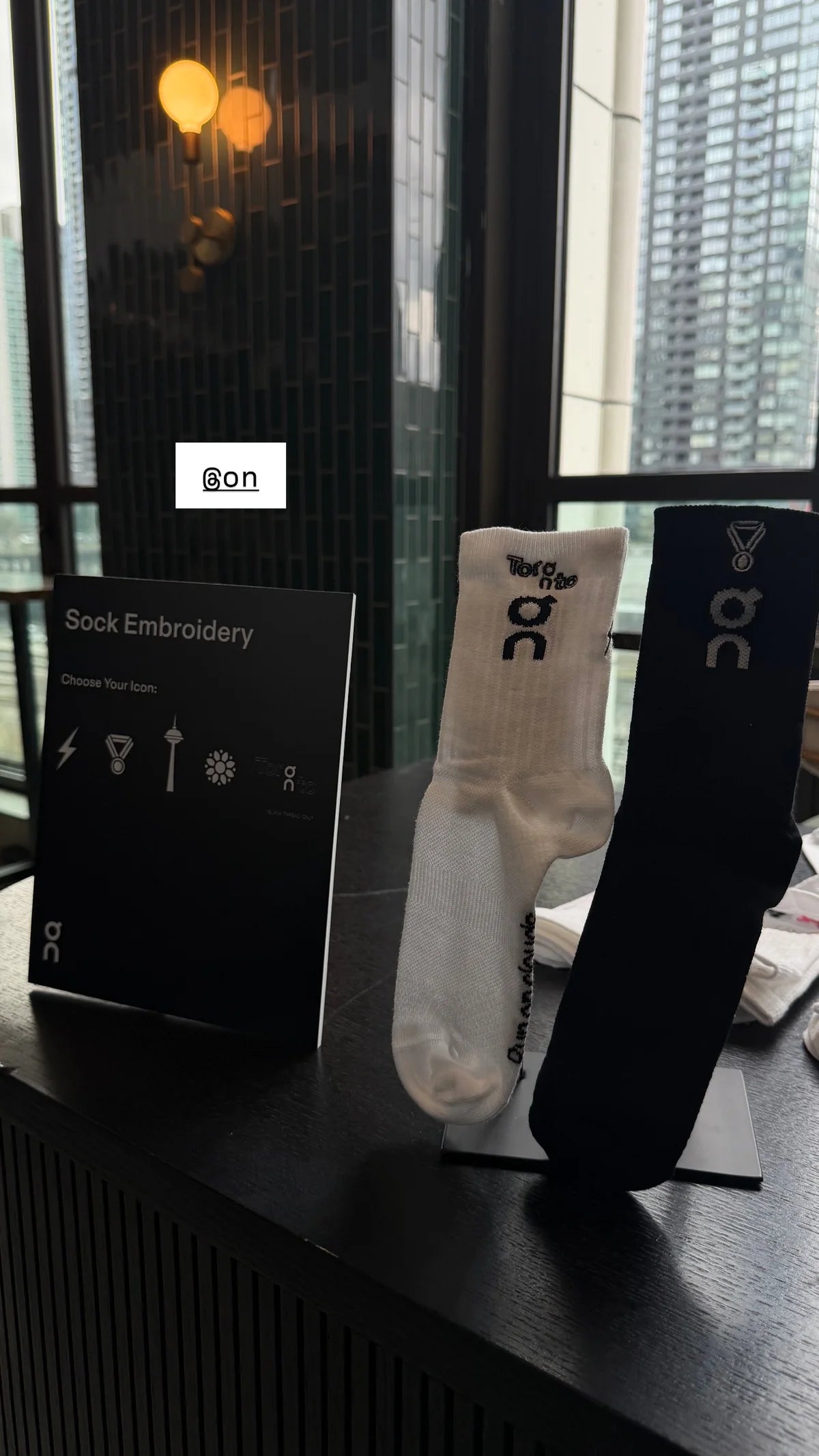 Embroidered On socks beside the icon-selection menu.