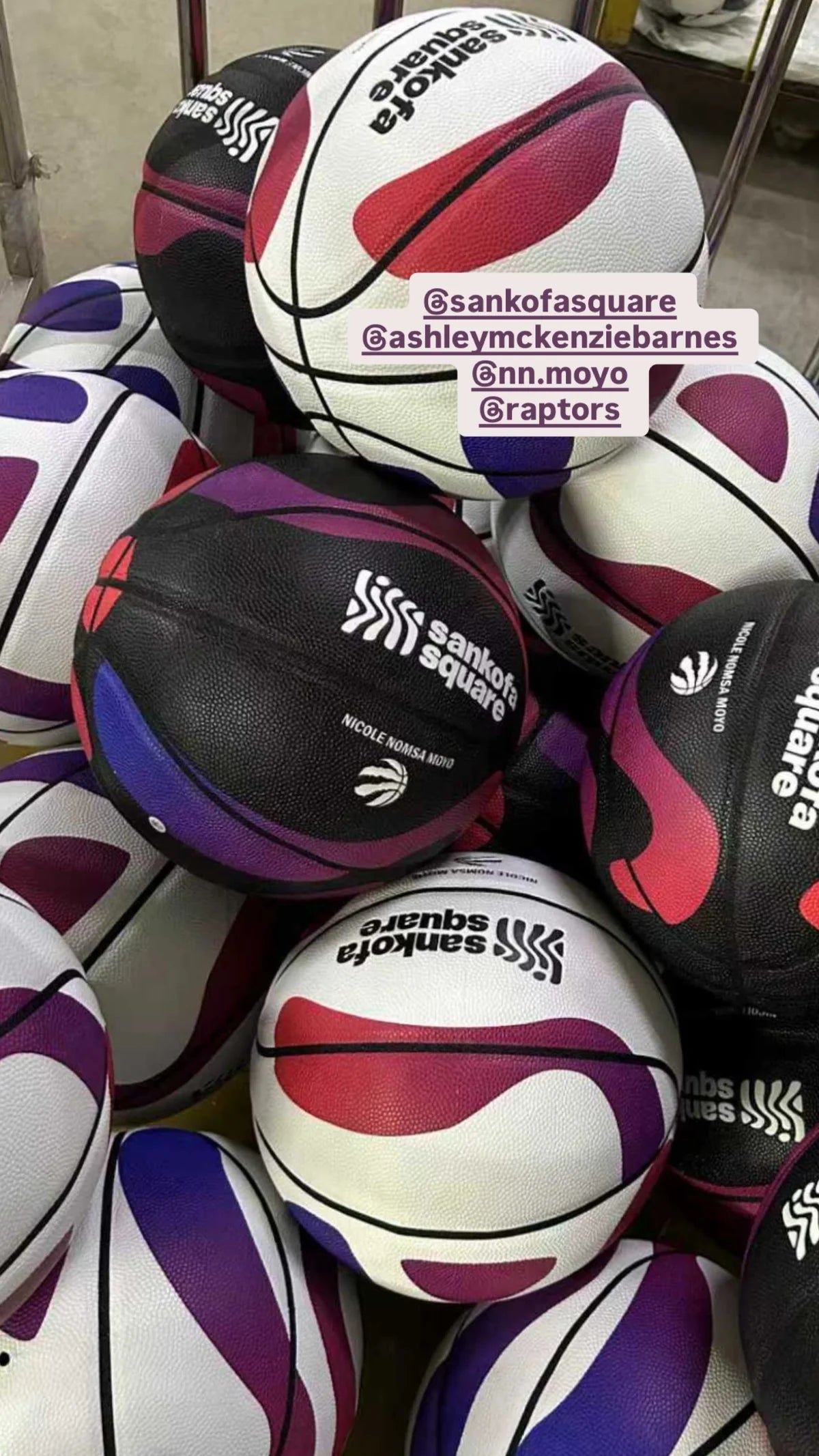 Finished custom basketballs from the Sankofa Square merchandise collection.